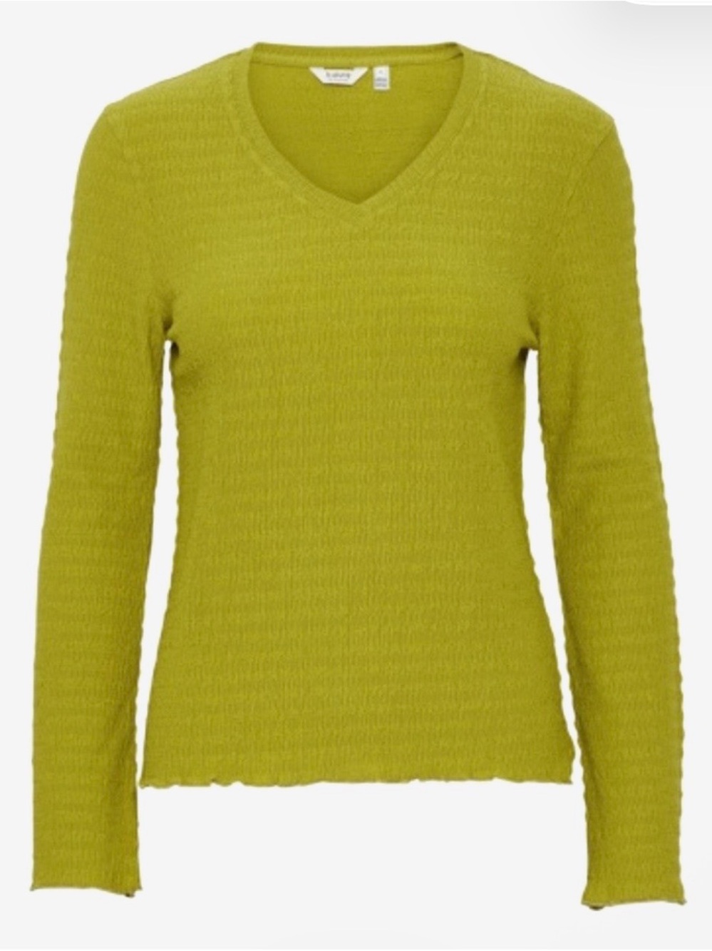 b.young BYPABLA / Pabla Top NWT Woodbine Color Textured/Lettuce Hem Large